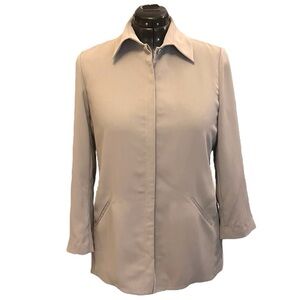 Yansi Fugel Designer Minimalist Soft Button-up Blazer Jacket in Greige